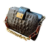 Croc embossed black vintage BRAHMIN