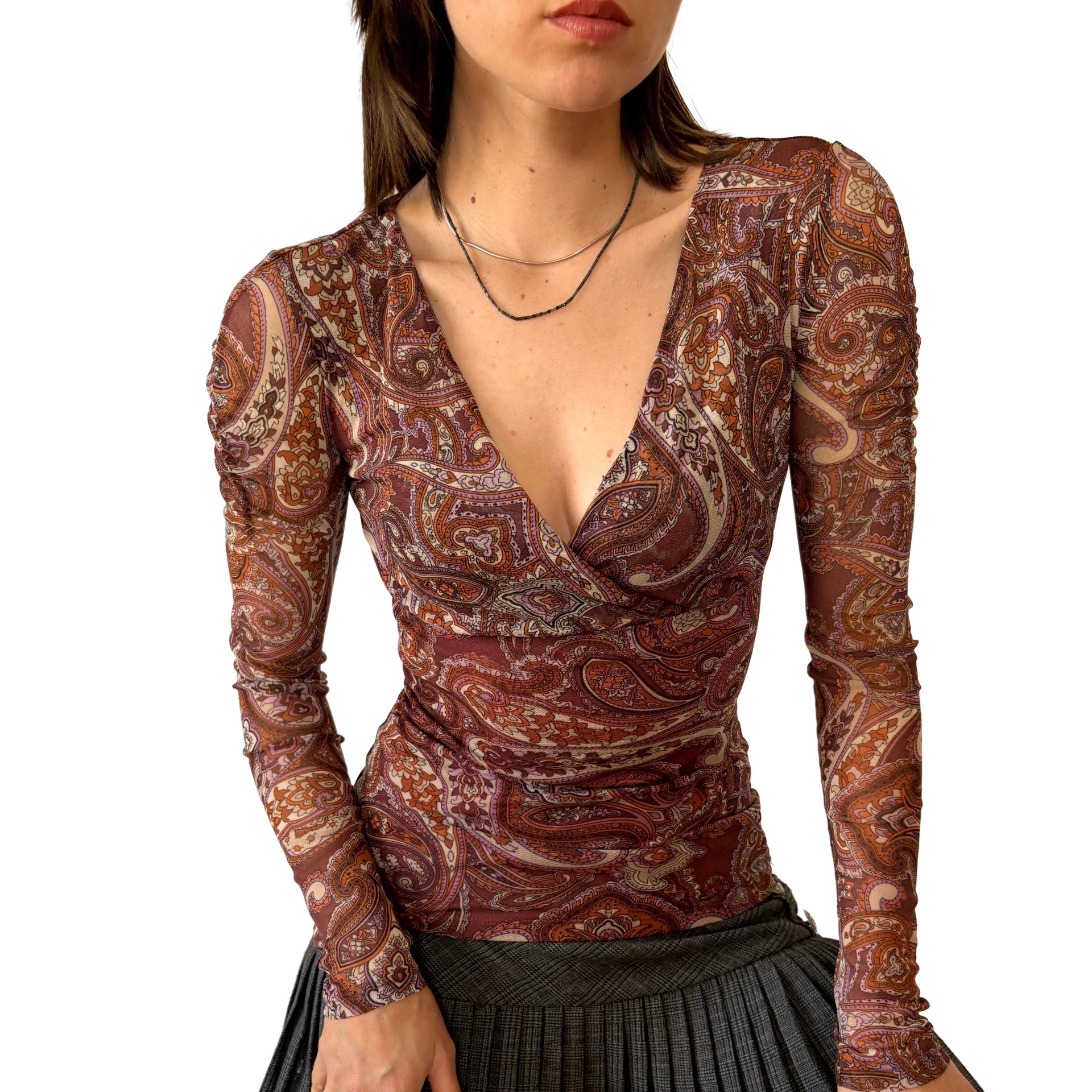 Y2K Mesh Paisley Top (XS)