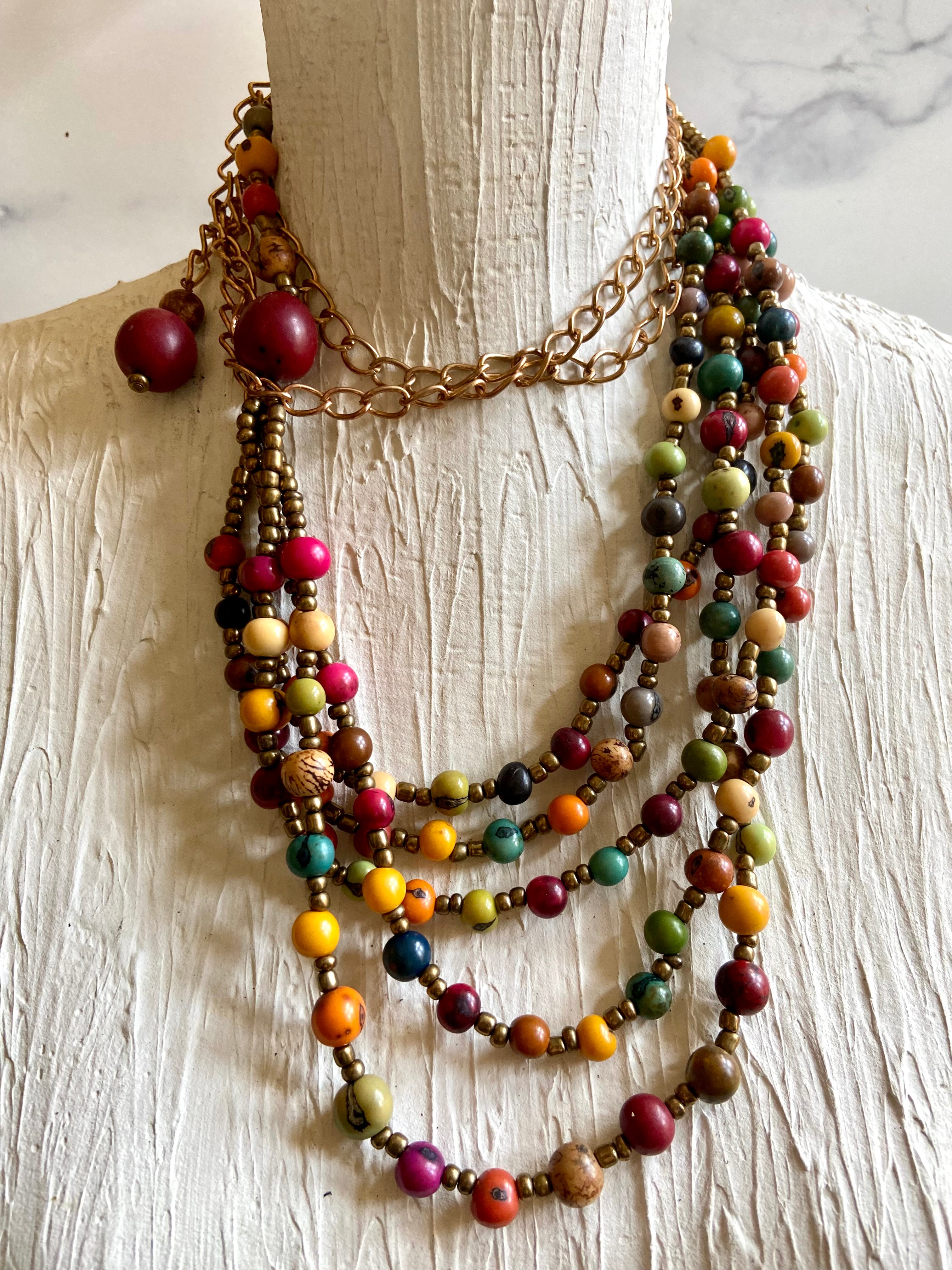 Layers of beads belt