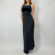 90s Black Velvet Maxi Dress (S/M)