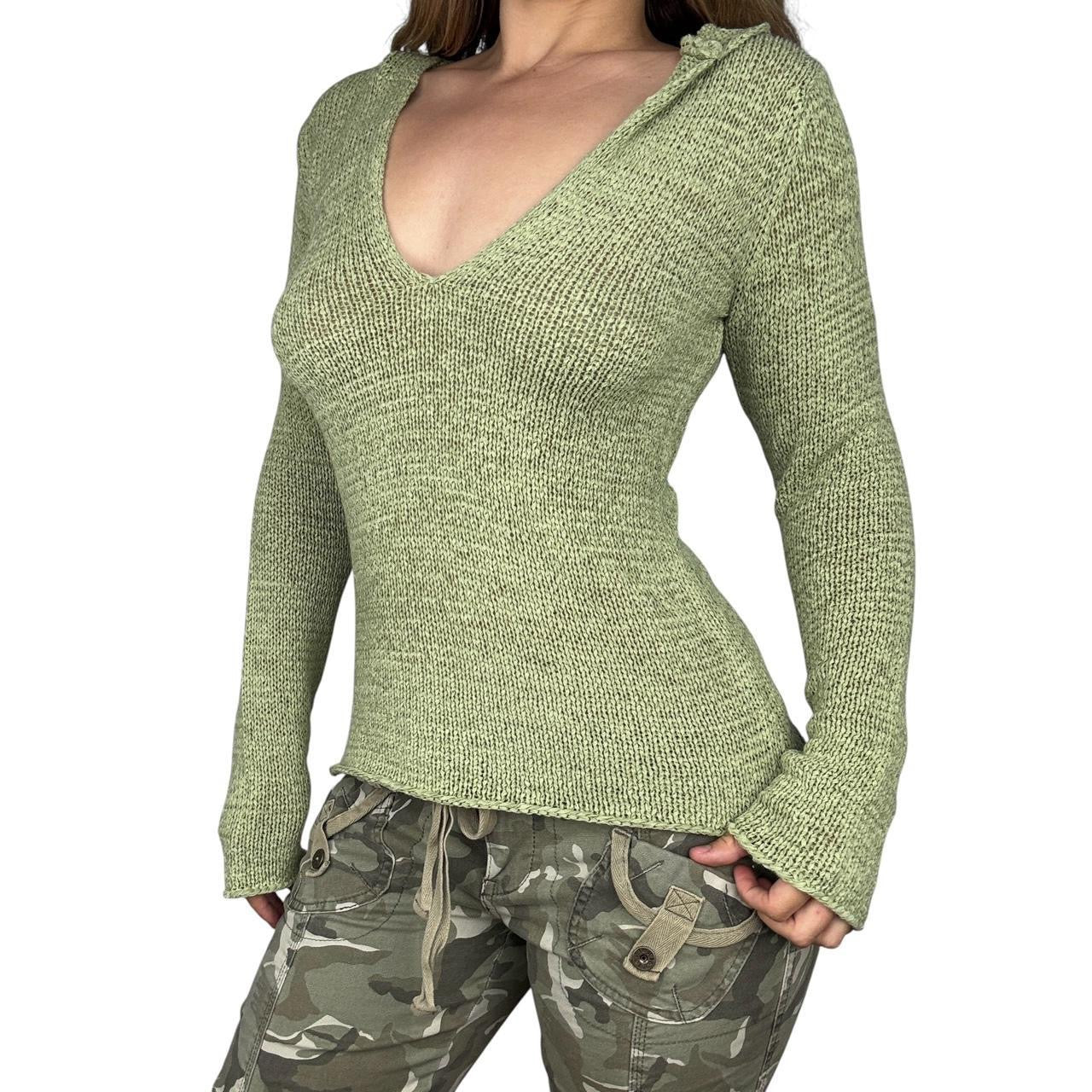 Matcha Green Hooded Knit Top (M/L)
