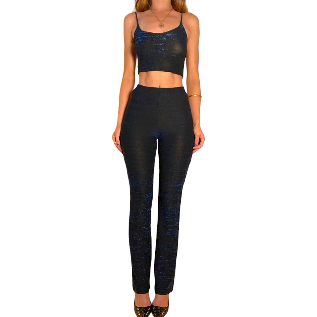 90’s electric blue & black matching set - small