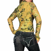 Early 2000s Floral Lace Button Up (S)