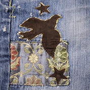 Y2K Low Waisted Patchwork Flare Jeans (XS)
