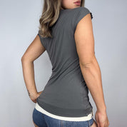 Early 2000s Ruched Asymmetrical Top (S/M)