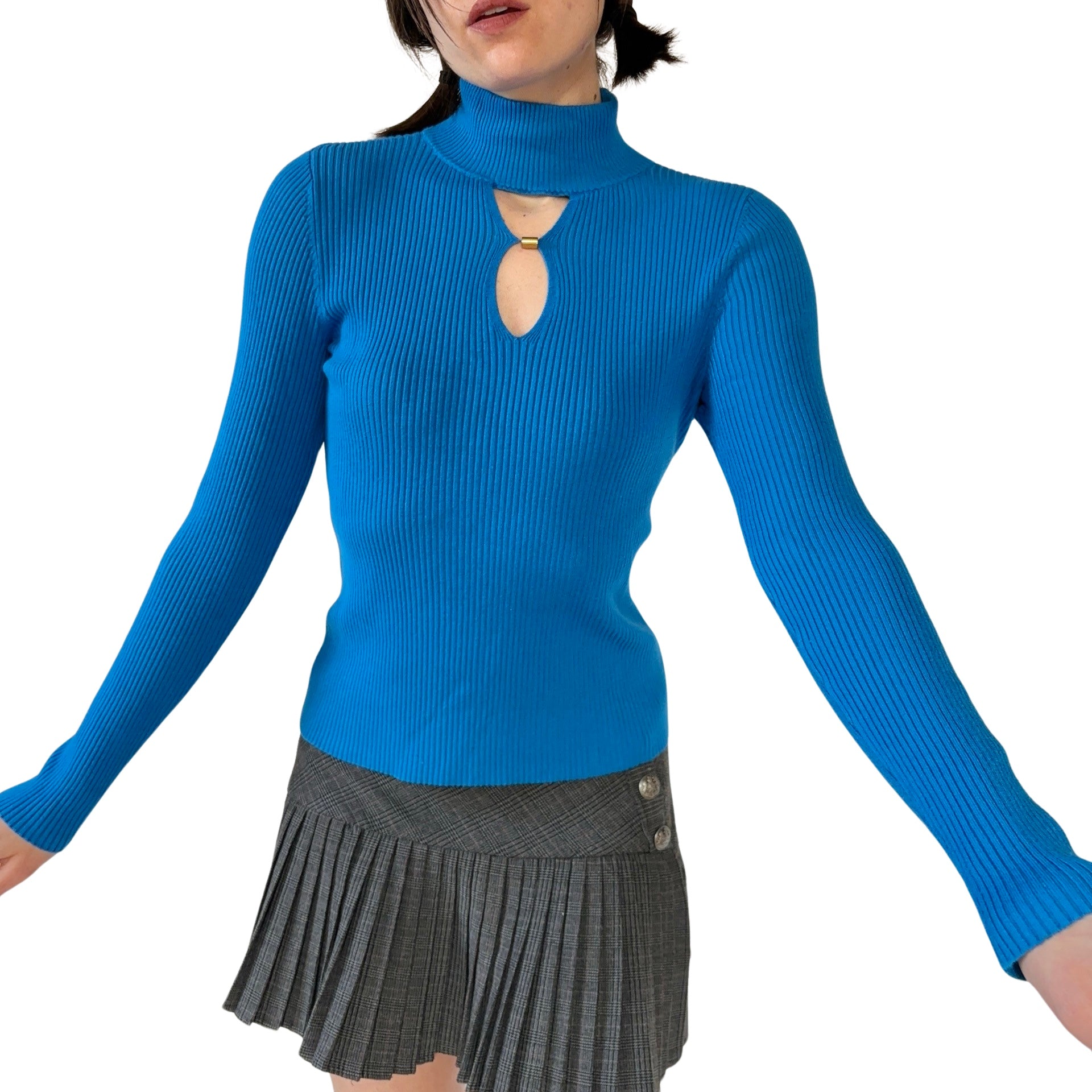 2000s Royal Blue Ribbed Knit (S/M)