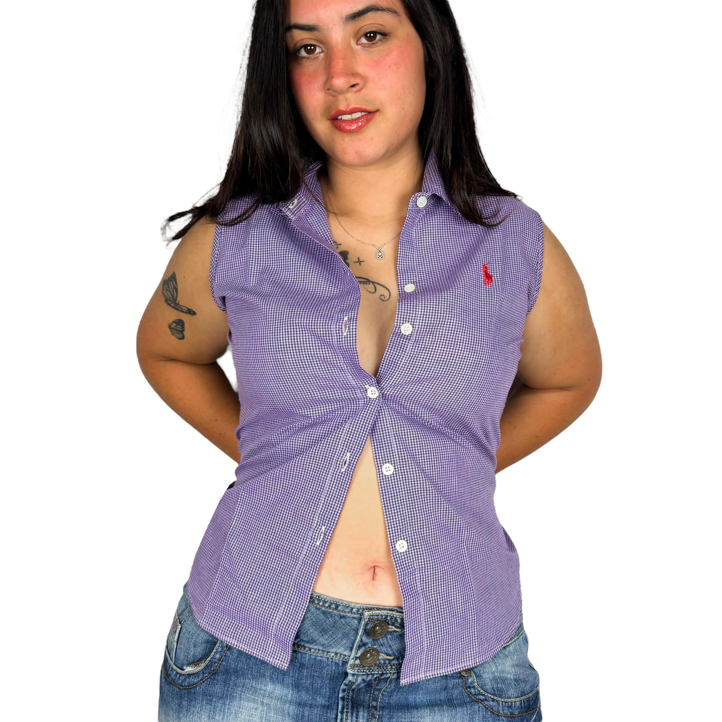 90s Ralph Lauren Grape Gingham Top (XL)