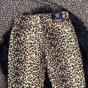 Vintage Bubblegum Leopard Flare Jeans (XS/S)