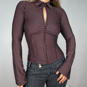 Express Hook + Eye Pinstripe Blouse (S)