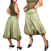 Y2K Army Green Parachute Skirt (S)