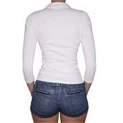 Y2K BURBERRY White Collared Button Up Top (XS)
