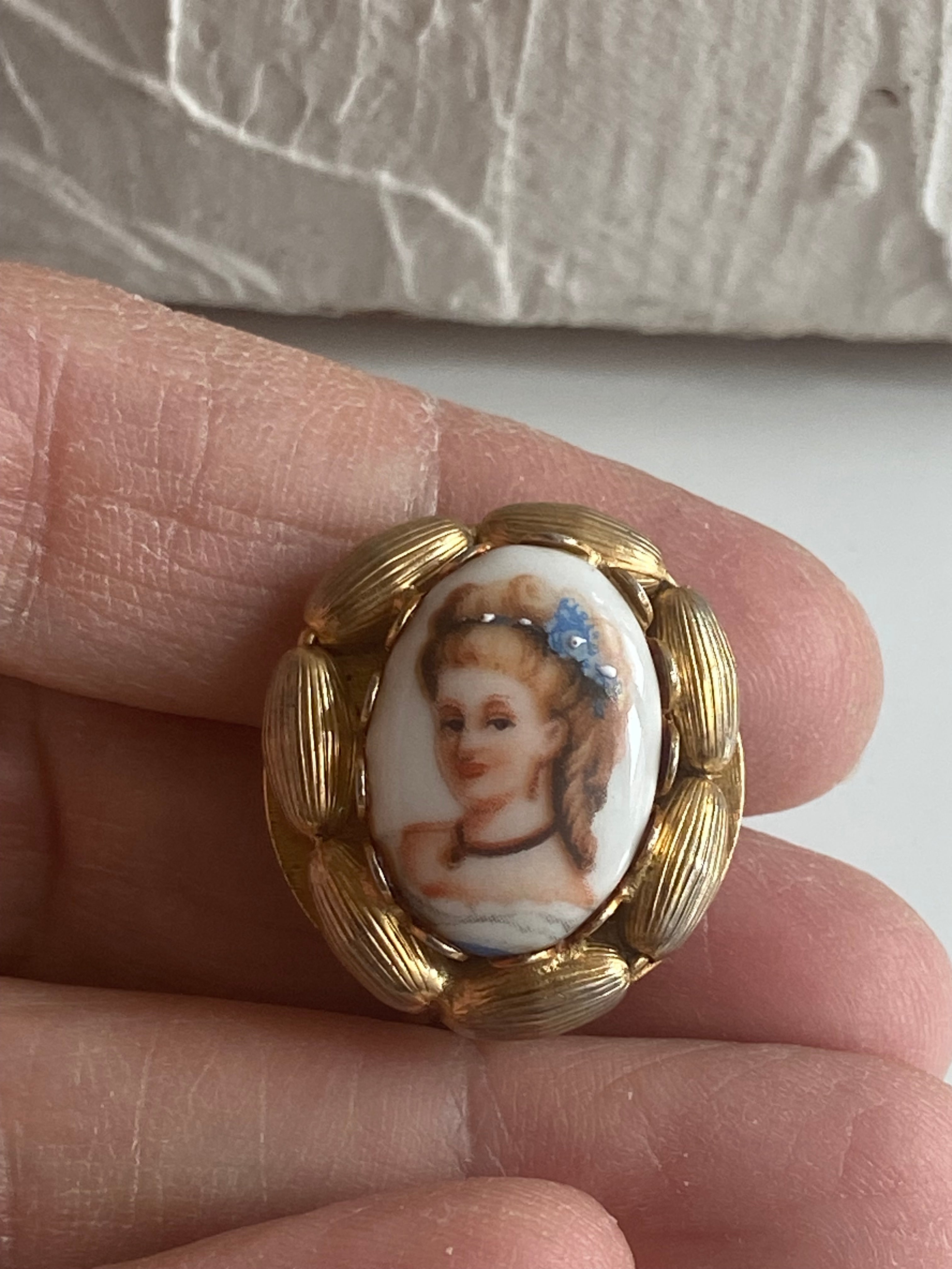 Vintage hand painted enamel Victorian style