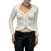 Vintage Ruffle White Blouse (S)