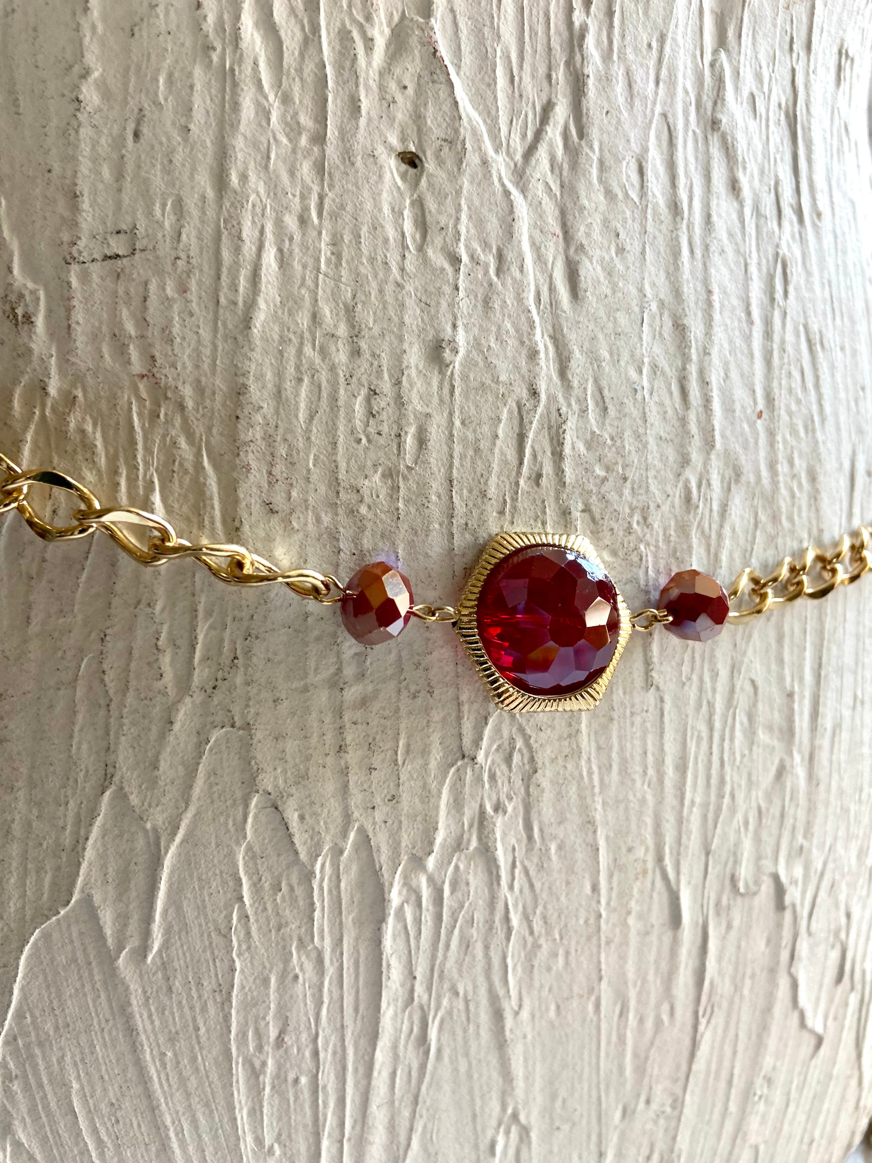 Red & gold chain belt
