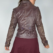 Vintage Muted Purple Mod Leather Peacoat Jacket (S/M)