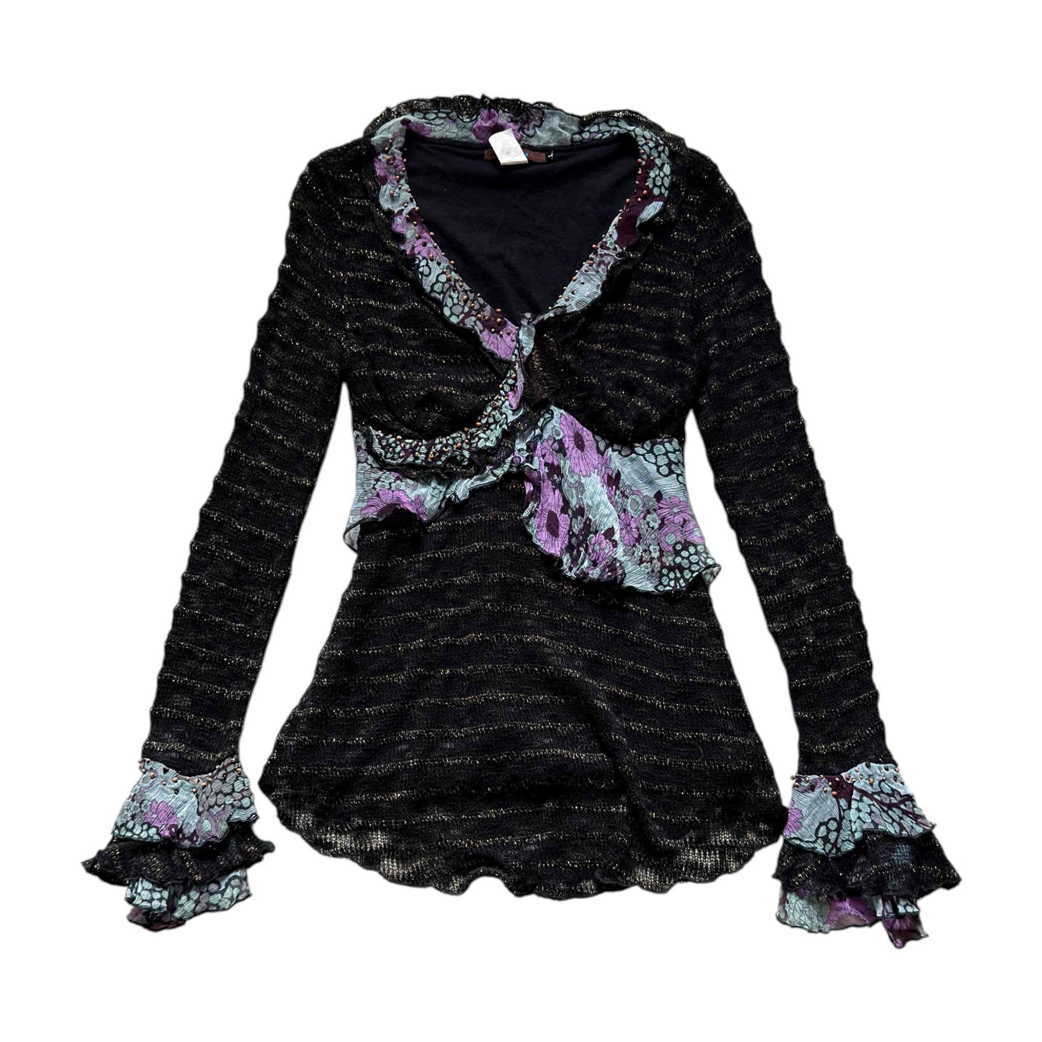 vintage Timing brand Y2K romantic goth knit top (S)