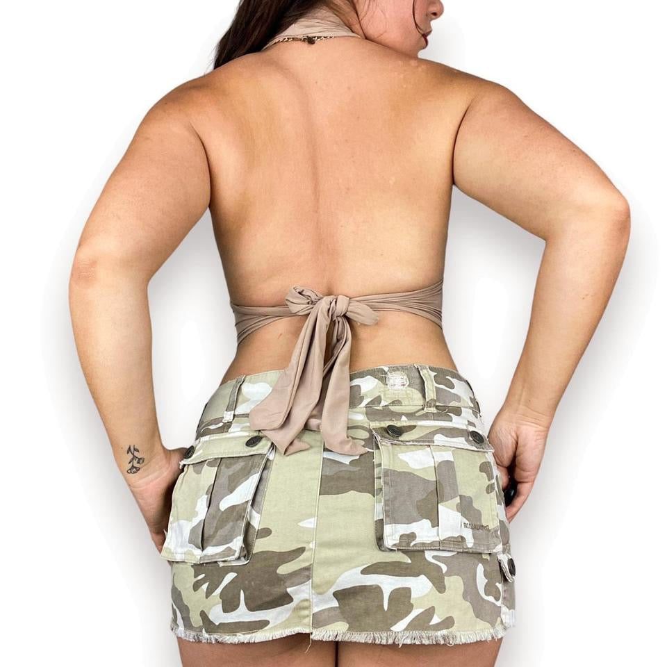 2000s Slinky Halter Crop Top (S)