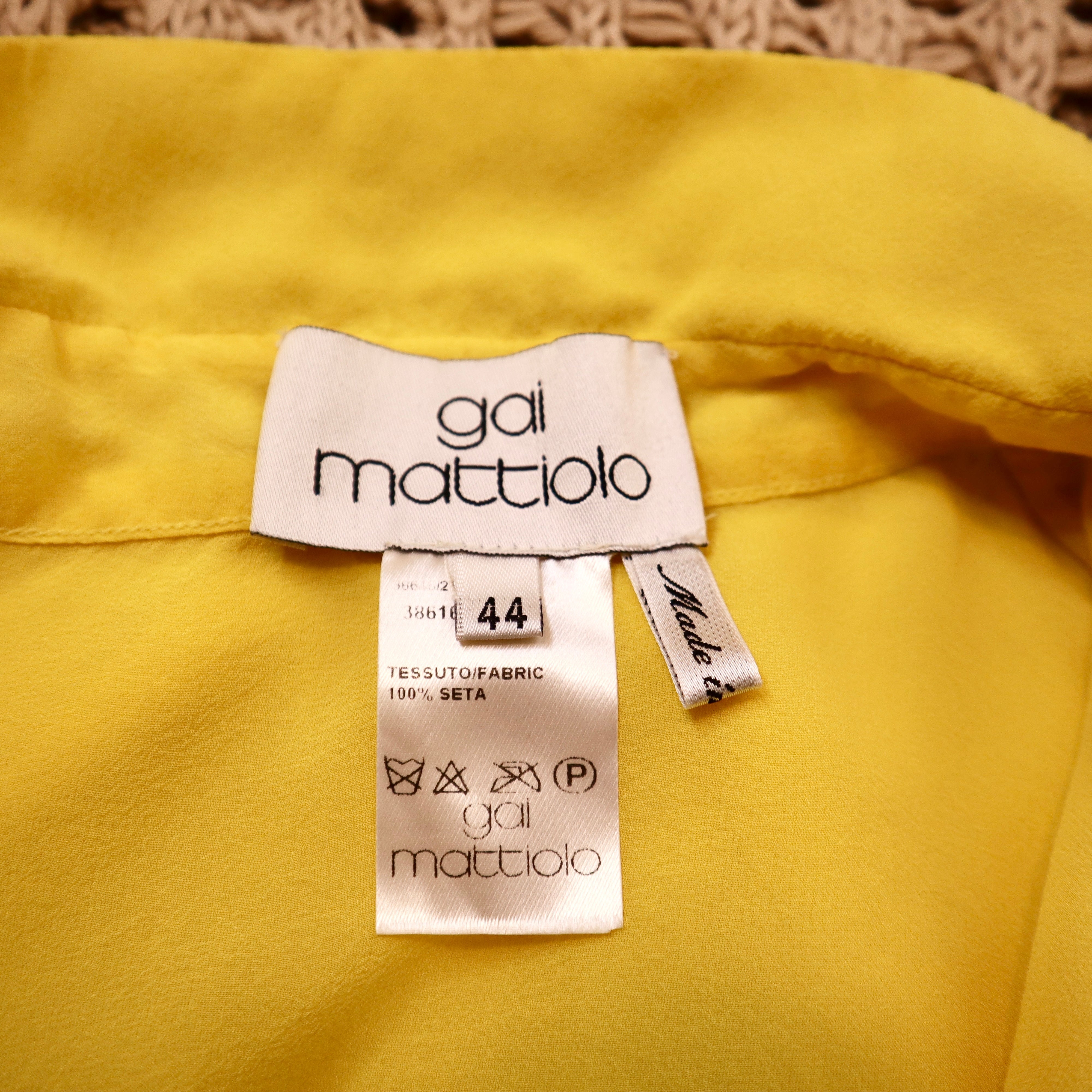 Y2K GAI MATTIOLO Yellow Silk Boho Top (M)