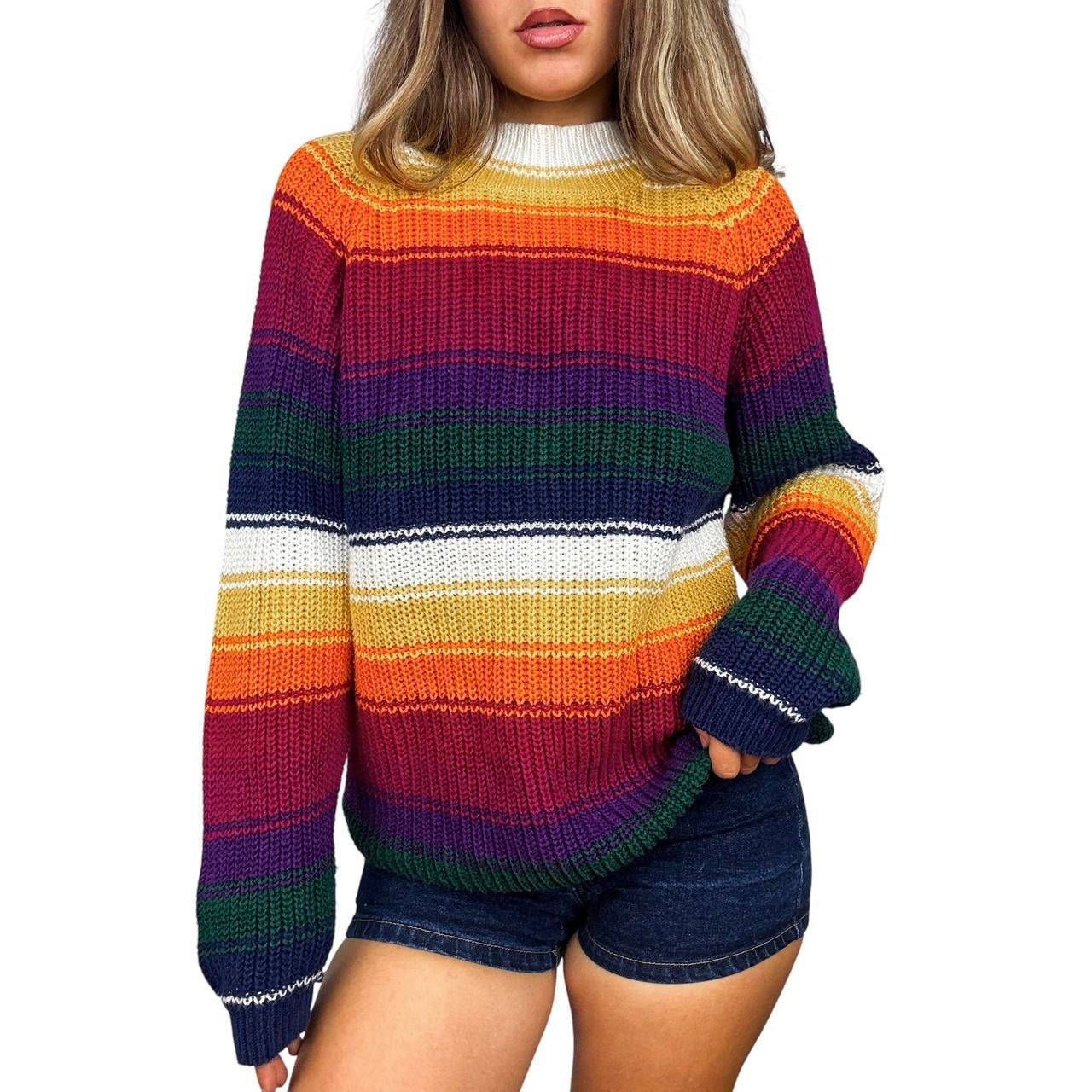 90s Oversized Striped Sweater (S)