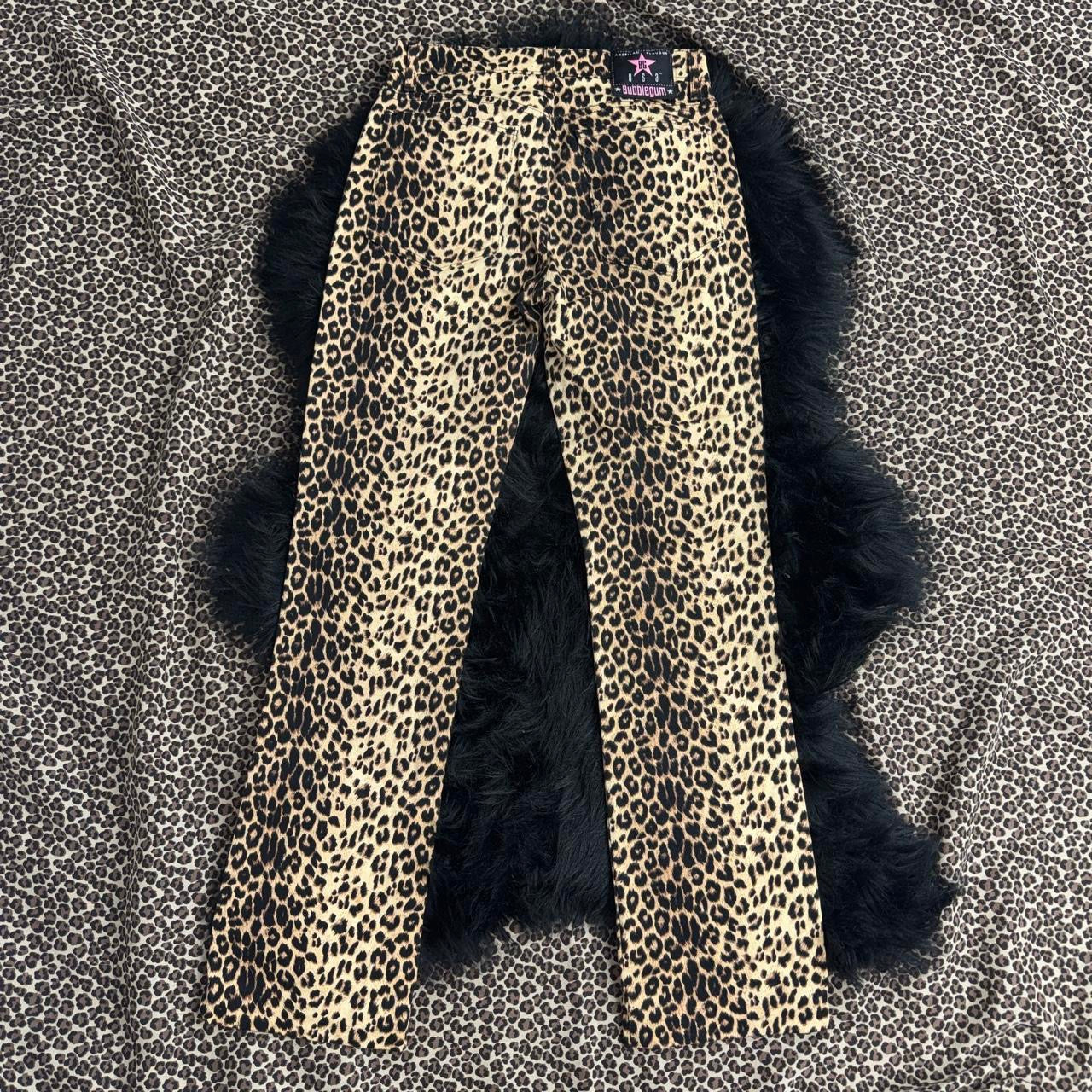Vintage Bubblegum Leopard Flare Jeans (XS/S)