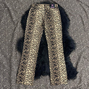 Vintage Bubblegum Leopard Flare Jeans (XS/S)
