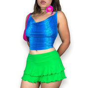 Y2K Acid Green Mesh Mini Skirt (XS)