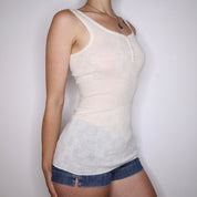 90s Italian Wool Cream Pointelle Tank top (S)
