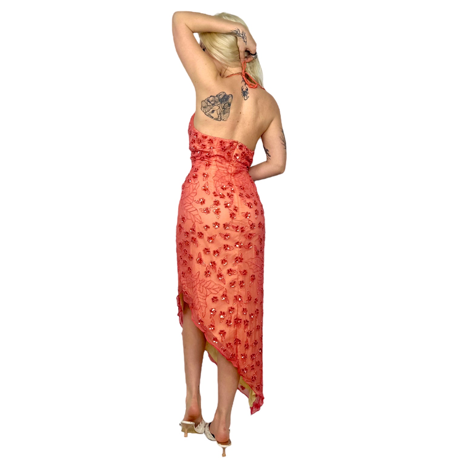 Caché Coral Beaded Gown (L)
