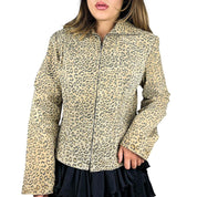 Genuine Leather Suede Leopard Jacket (L)