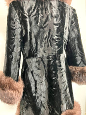 Vintage Black furry Coat (L)