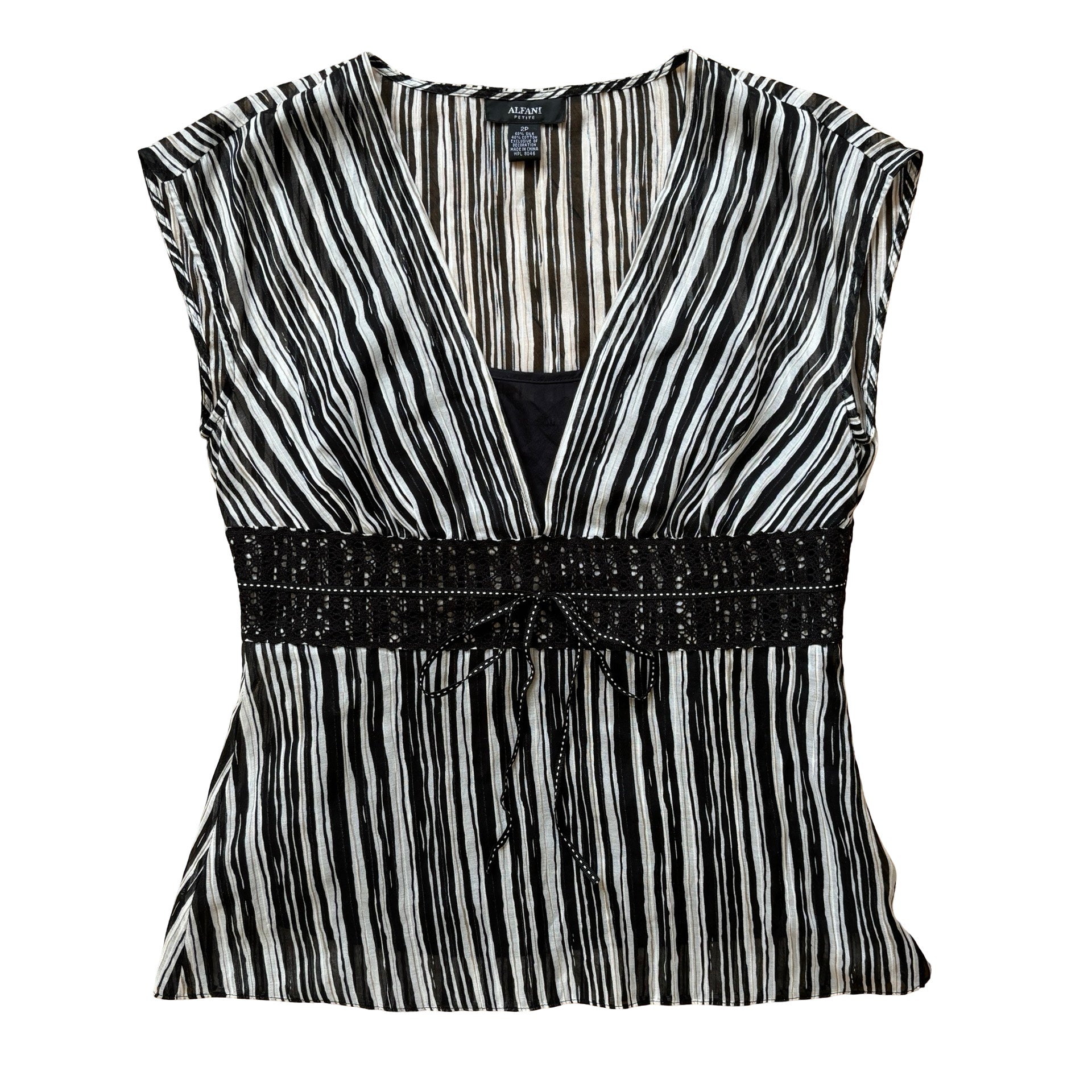 2000s Silk Blend Striped Blouse (S)