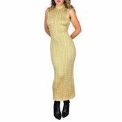 90s Golden Cable Knit Maxi Dress (S/M)