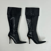 Vintage Black Leather Pointed Boots (6.5)