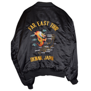 80s Okinawa Japan "Far East Tour" Embroidered Silk Bomber Jacket