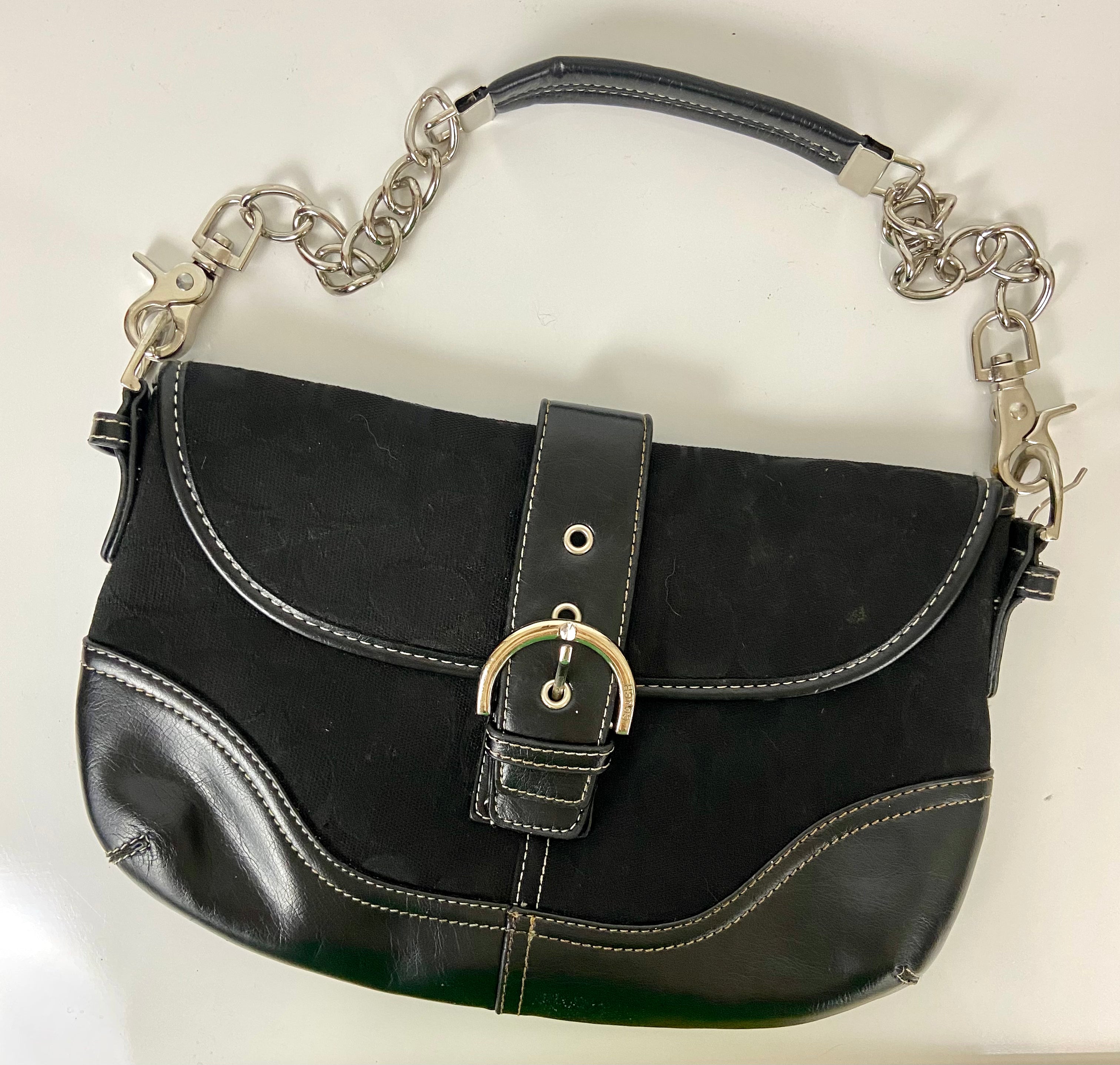 Coach purse with rework metal handles