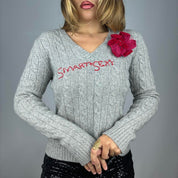 Hand-Embroidered “Smart + Sexy” Cashmere Sweater (M)