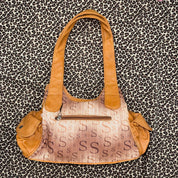 Vintage Monogram Print Statement Buckle Bag