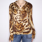 80s ESCADA Tiger Silk Blouse (L)