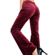 Burgundy Velvet Flare Pants (S/M)