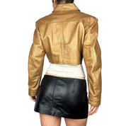 Caché Gold Cropped Leather Jacket (L)