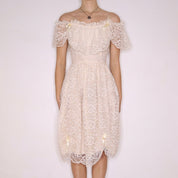 70s Angelic Cream Lace Dress (S)