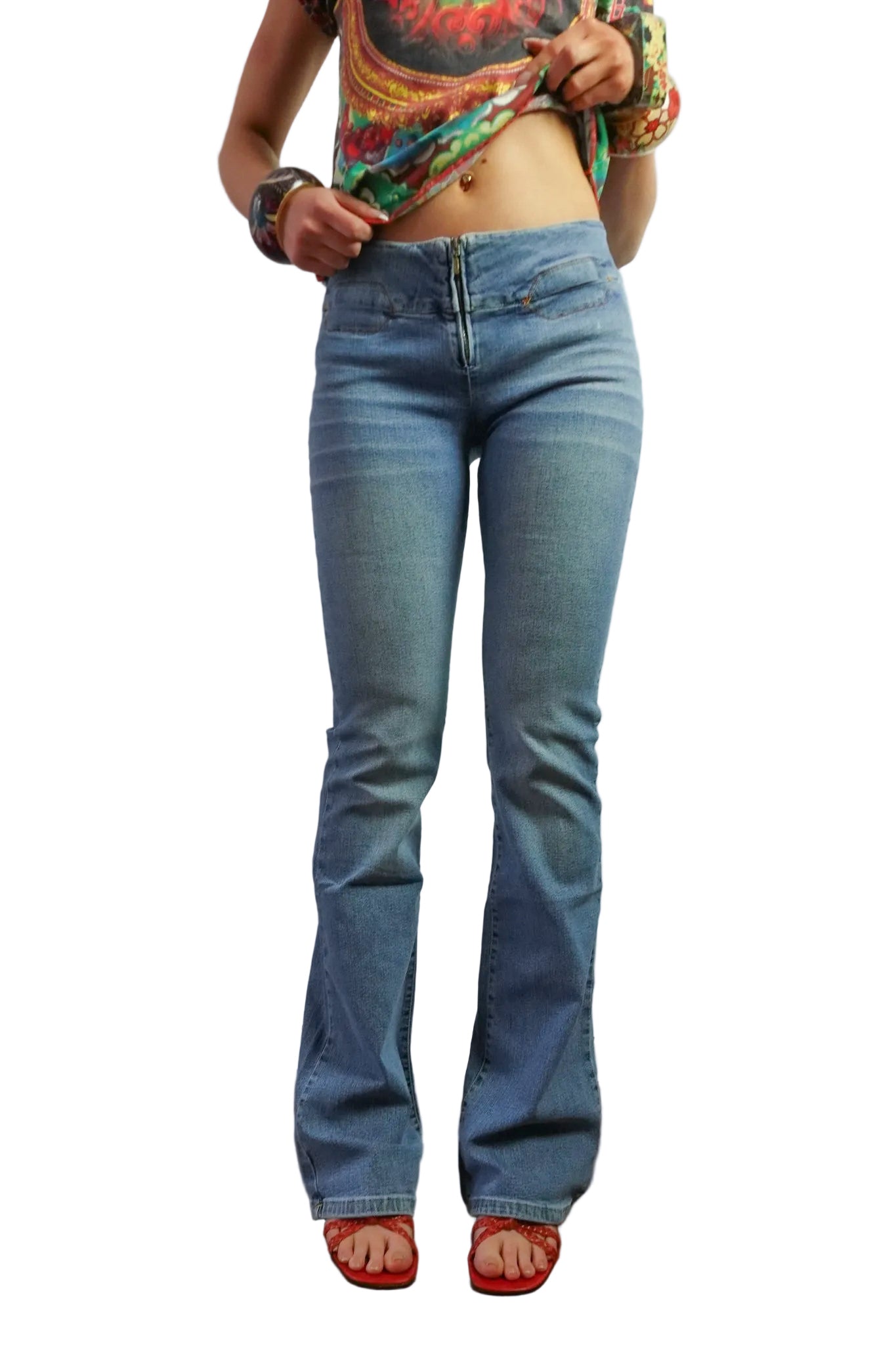 Miss Sixty Low-Rise Flare Jeans (XS)