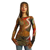 Jean Paul Gaultier Femme Paisley Mesh Top (S)