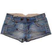 Tokyo V-Cut Zip Denim Micro Shorts (XS)