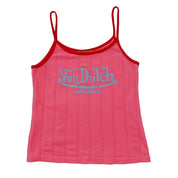 Von Dutch Bubblegum Pink Ribbed Logo Cami (M)