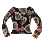 Graphic Mesh Long Sleeve Top (M)