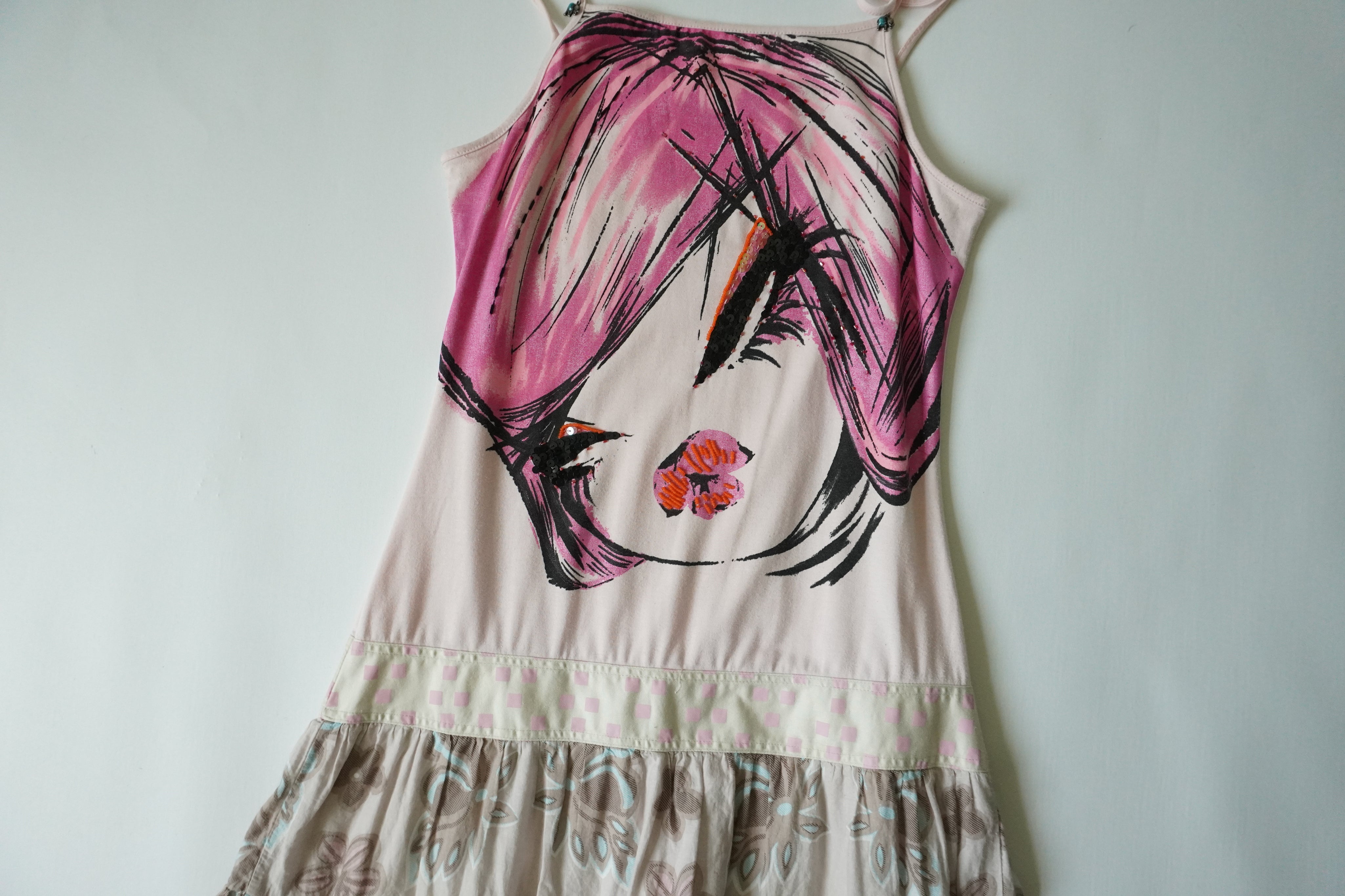 custo barcelona mini dress Custo Barcelona Y2K Argyle Abstract Mini Dress