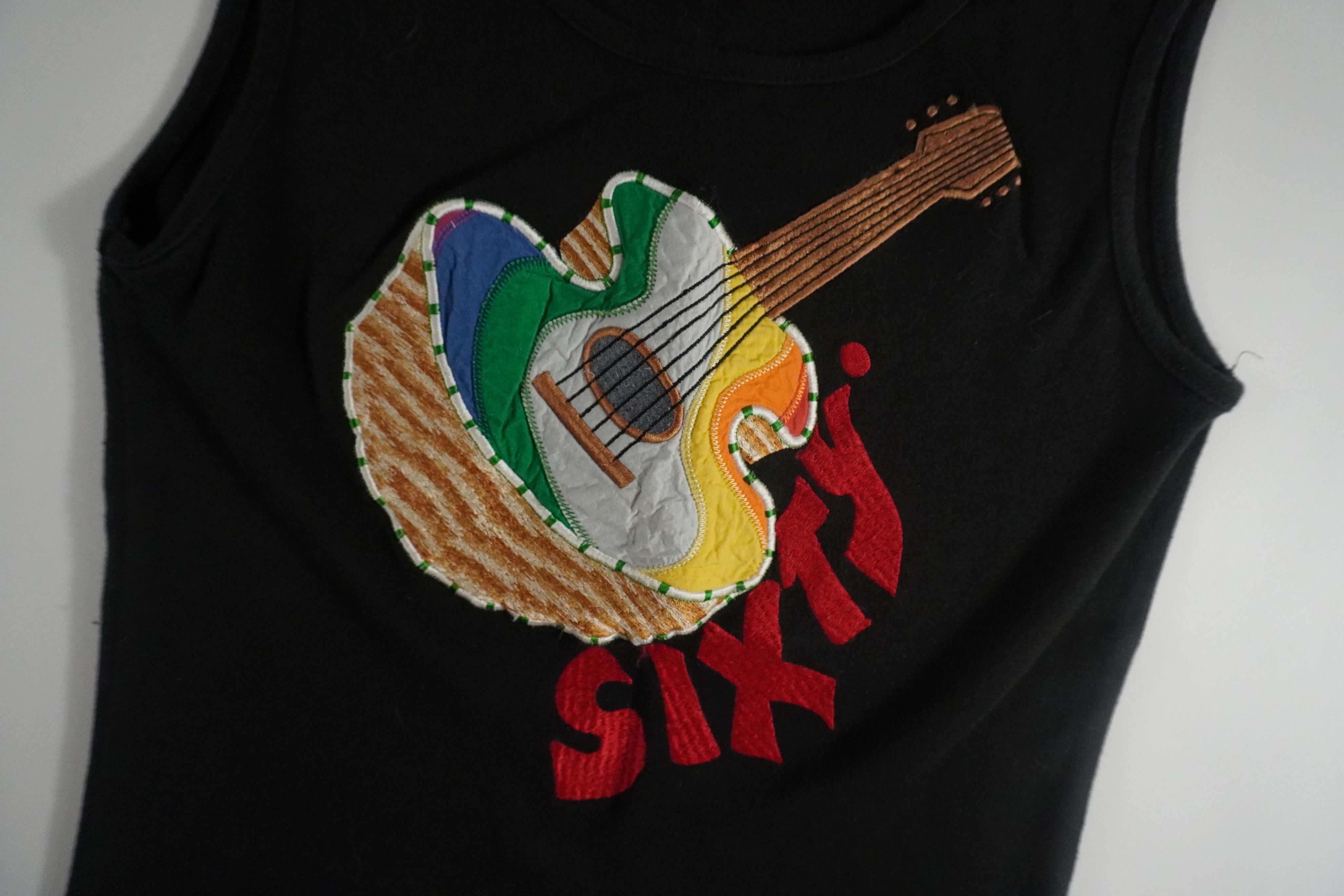 Miss Sixty luxury embroidered rainbow guitar top