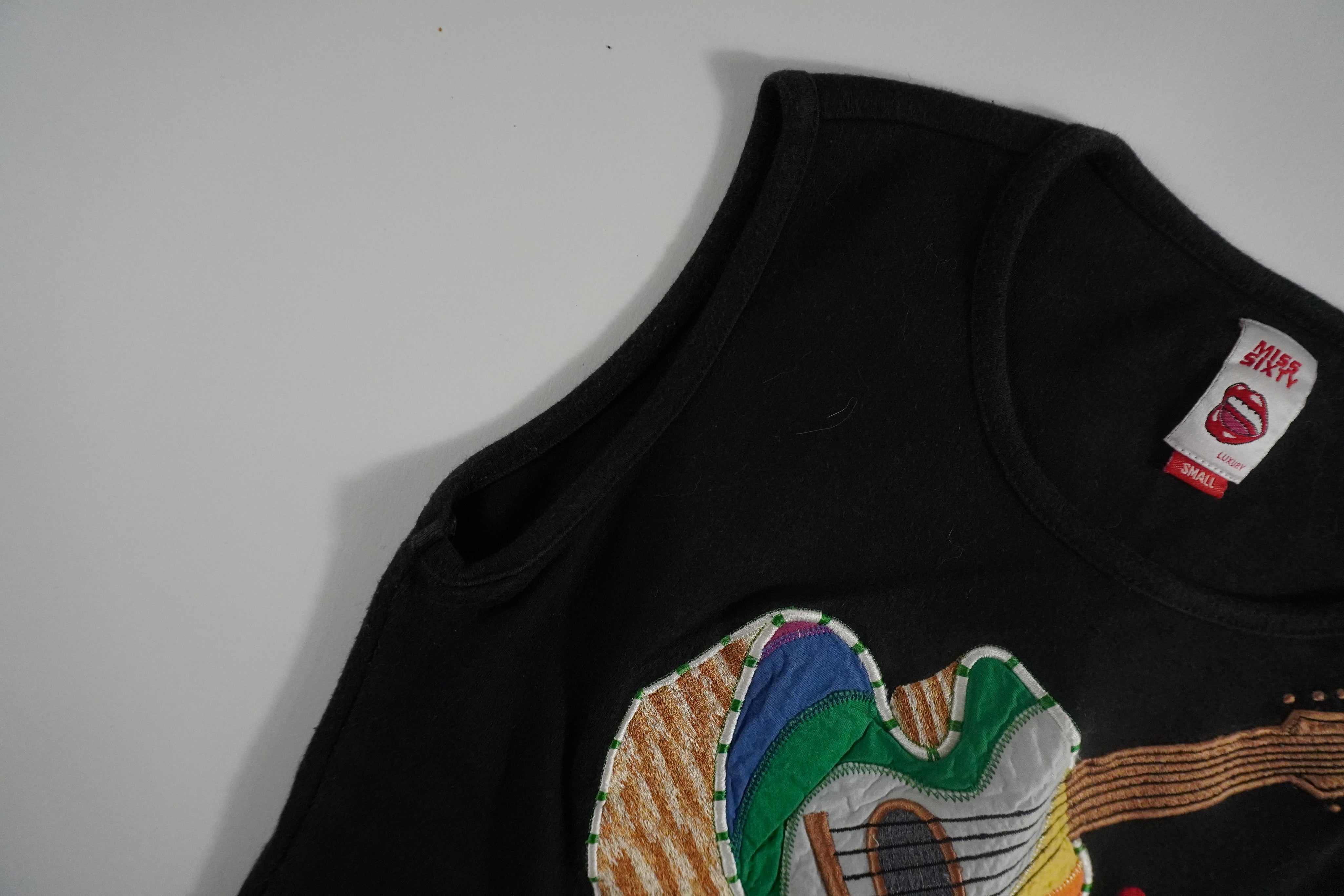 Miss Sixty luxury embroidered rainbow guitar top