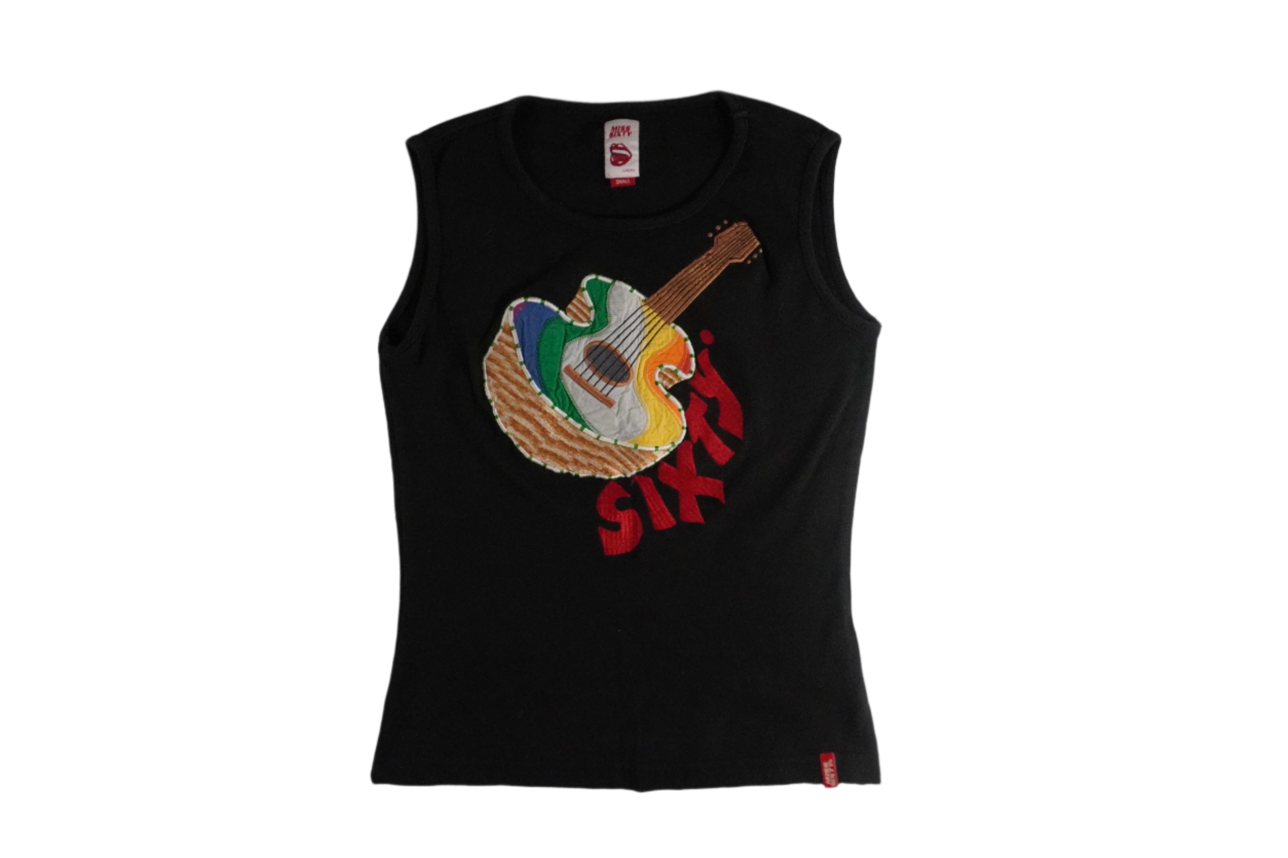 Miss Sixty luxury embroidered rainbow guitar top